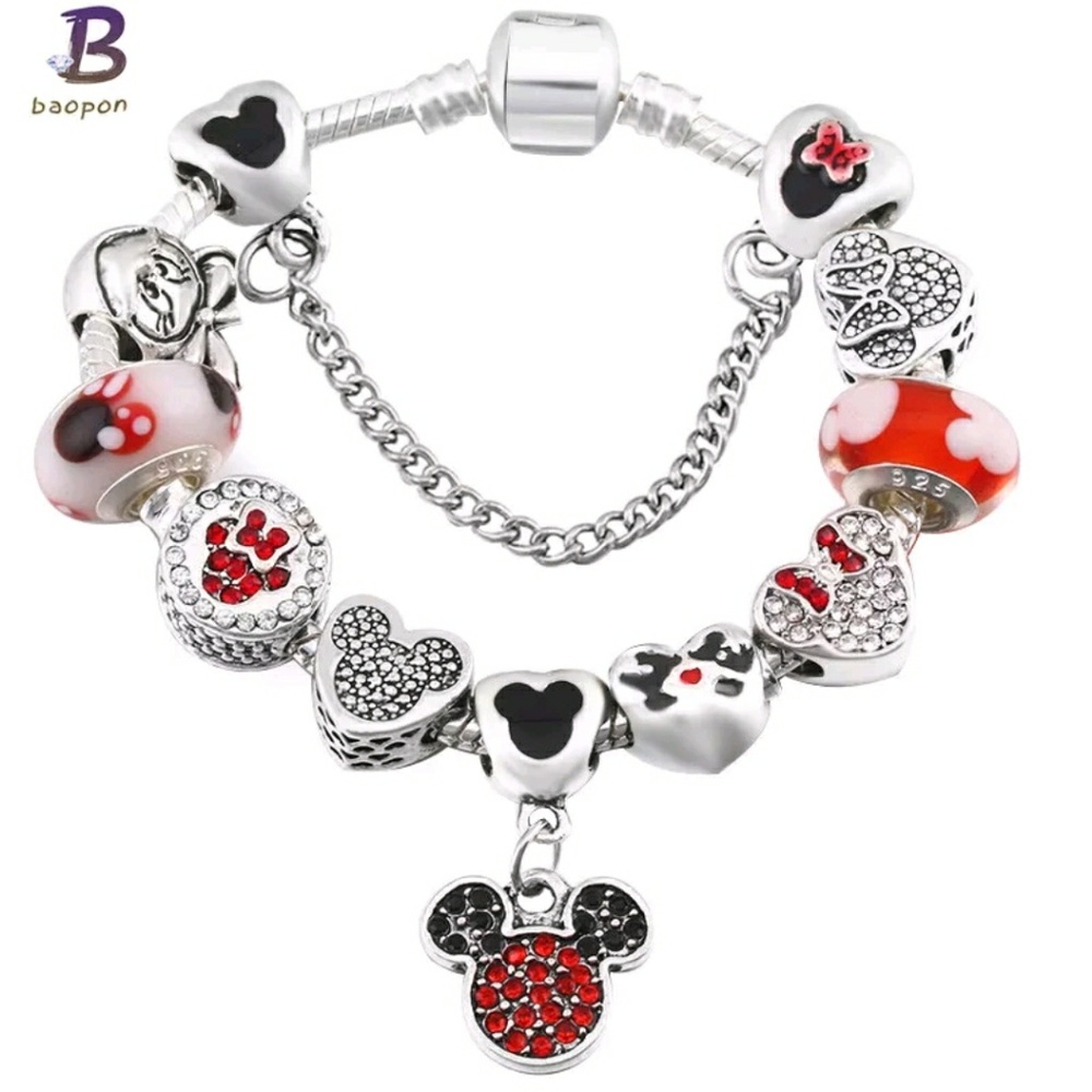 Mickey and Minnie Mouse Charm Bracelet